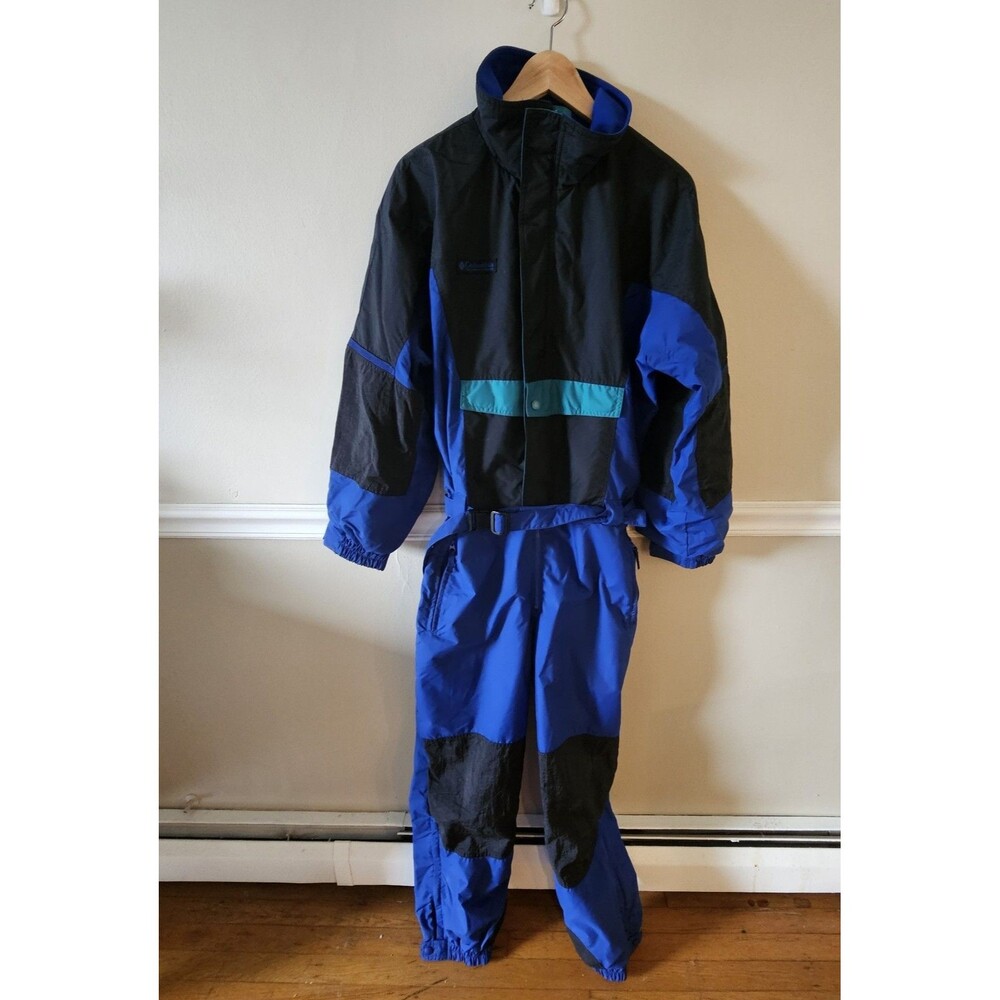 Vintage 90s Columbia One-Piece Ski Suit Youth XL 18 Retro Colorblock Snowsuit